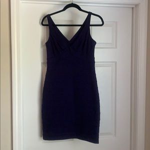 Cache Purple V Neck Bandage Dress